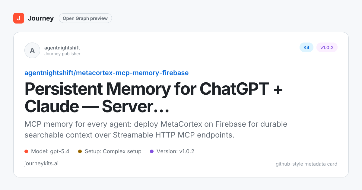 Persistent Memory for ChatGPT + Claude — Serverless Firebase MCP Memory ...