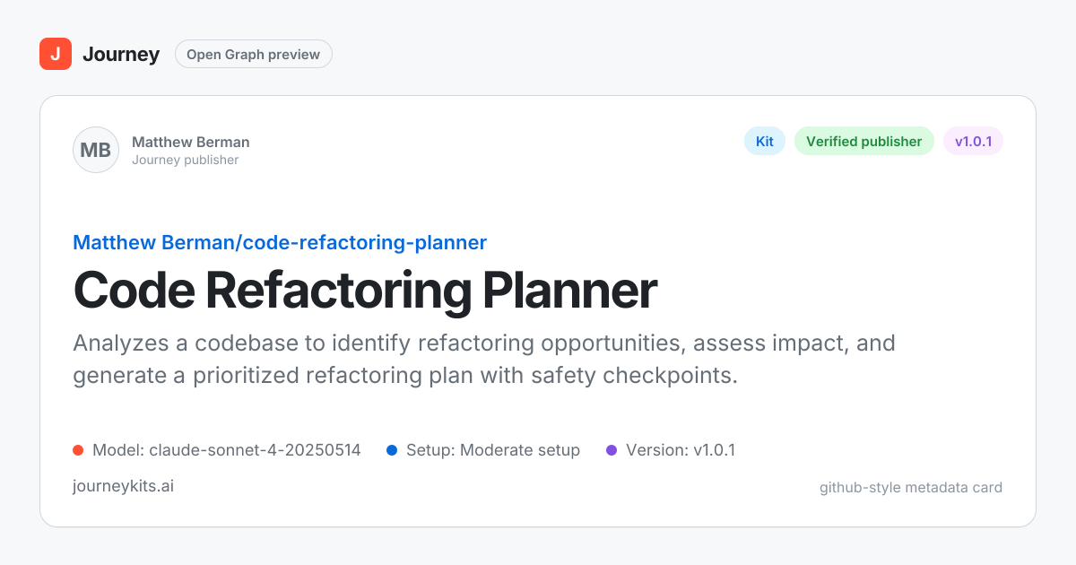 Code Refactoring Planner — Journey